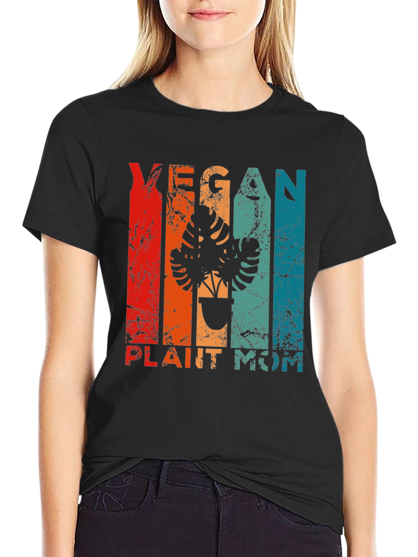 Vegan Plant Mom T-Shirt - Retro Design