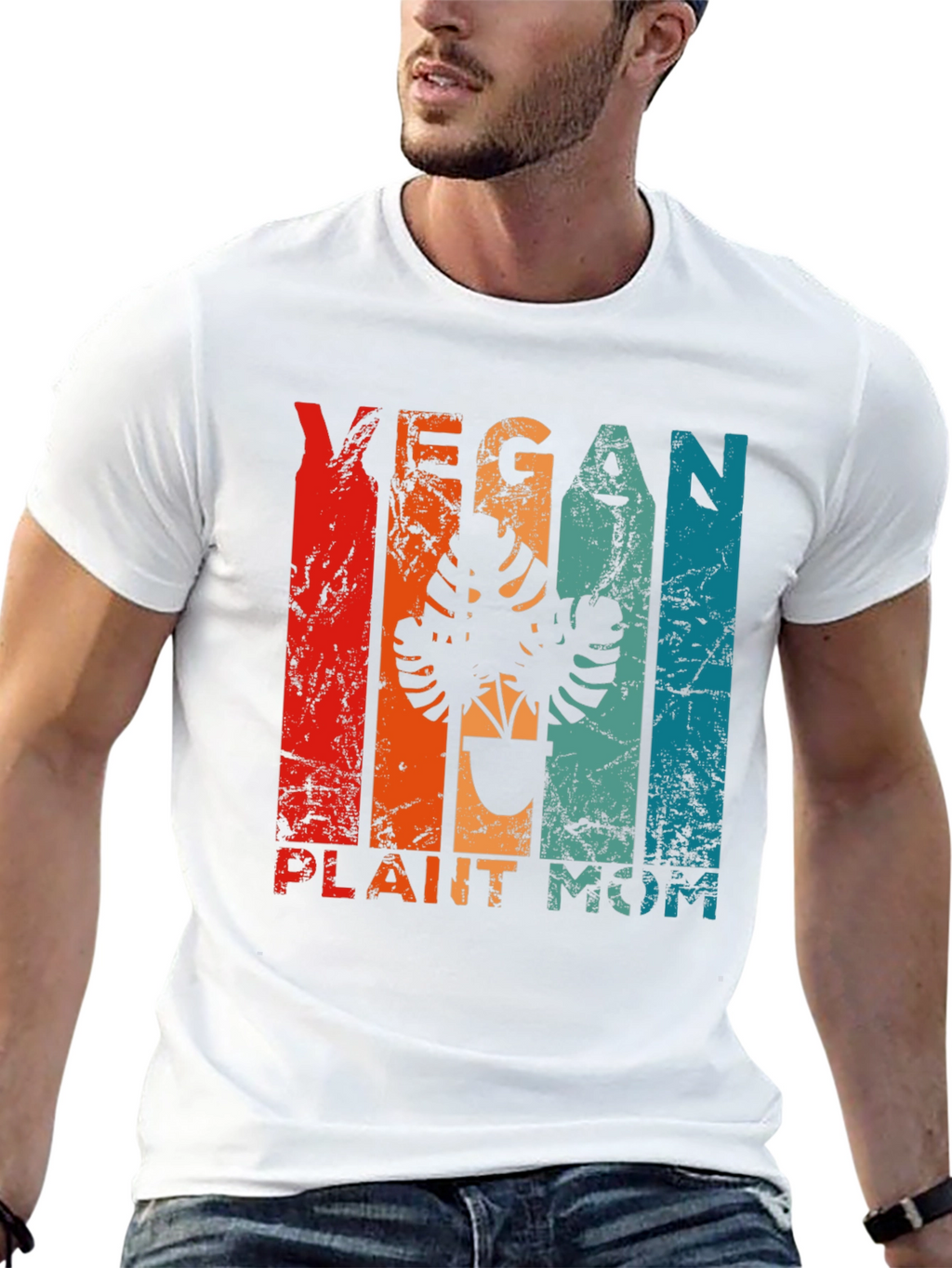 Vegan Plant Mom T-Shirt - Retro Design
