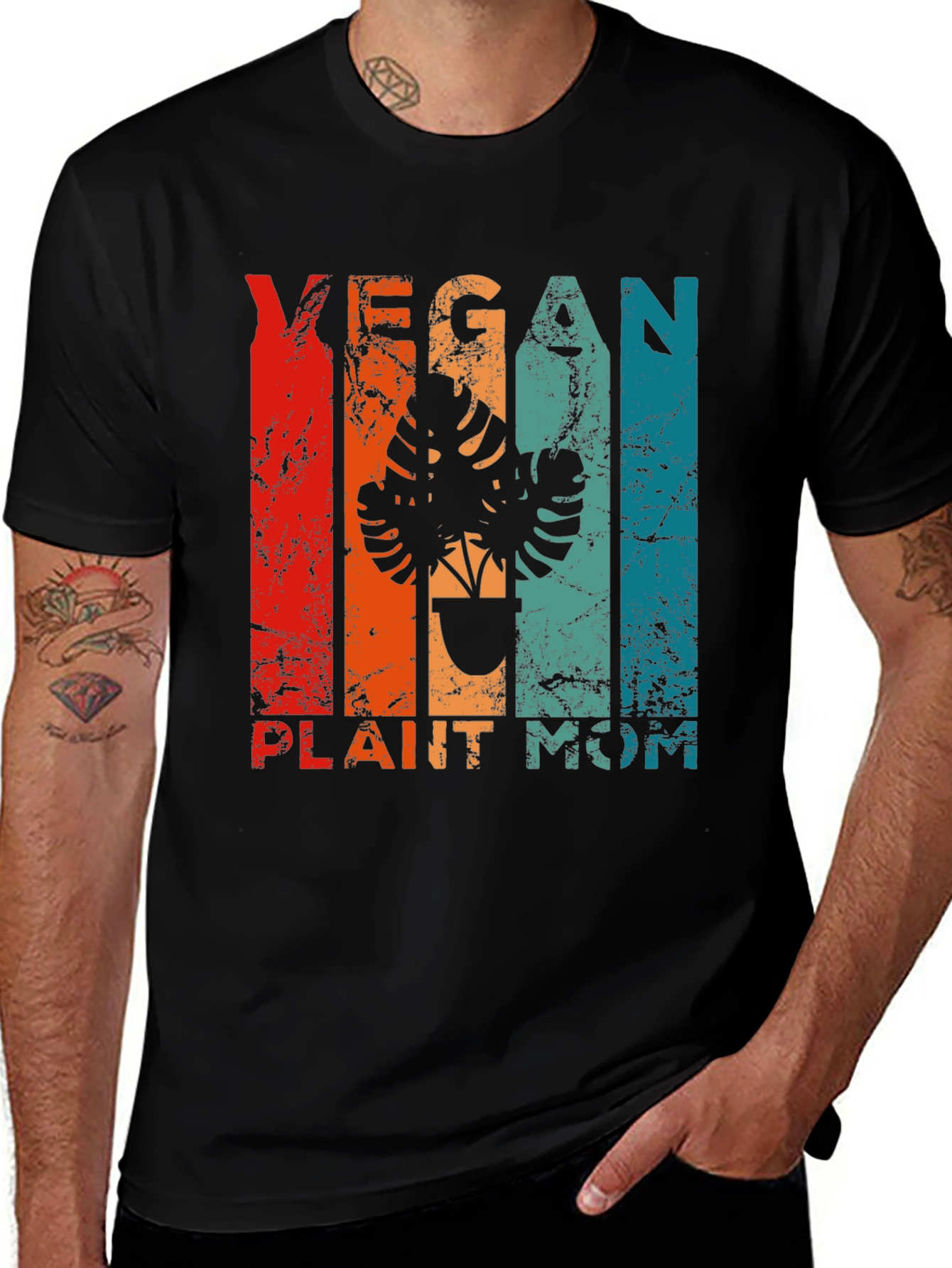 Vegan Plant Mom T-Shirt - Retro Design