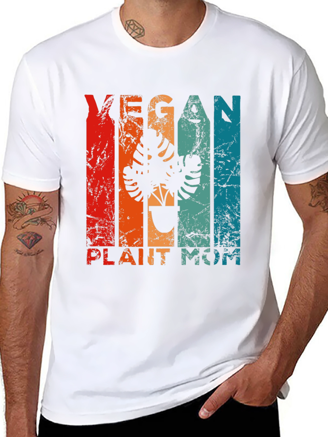 Vegan Plant Mom T-Shirt - Retro Design