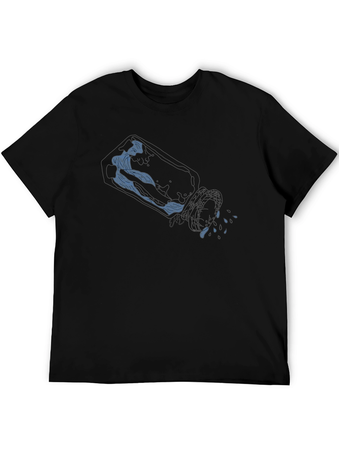 Blue Wave Graphic Black T-Shirt