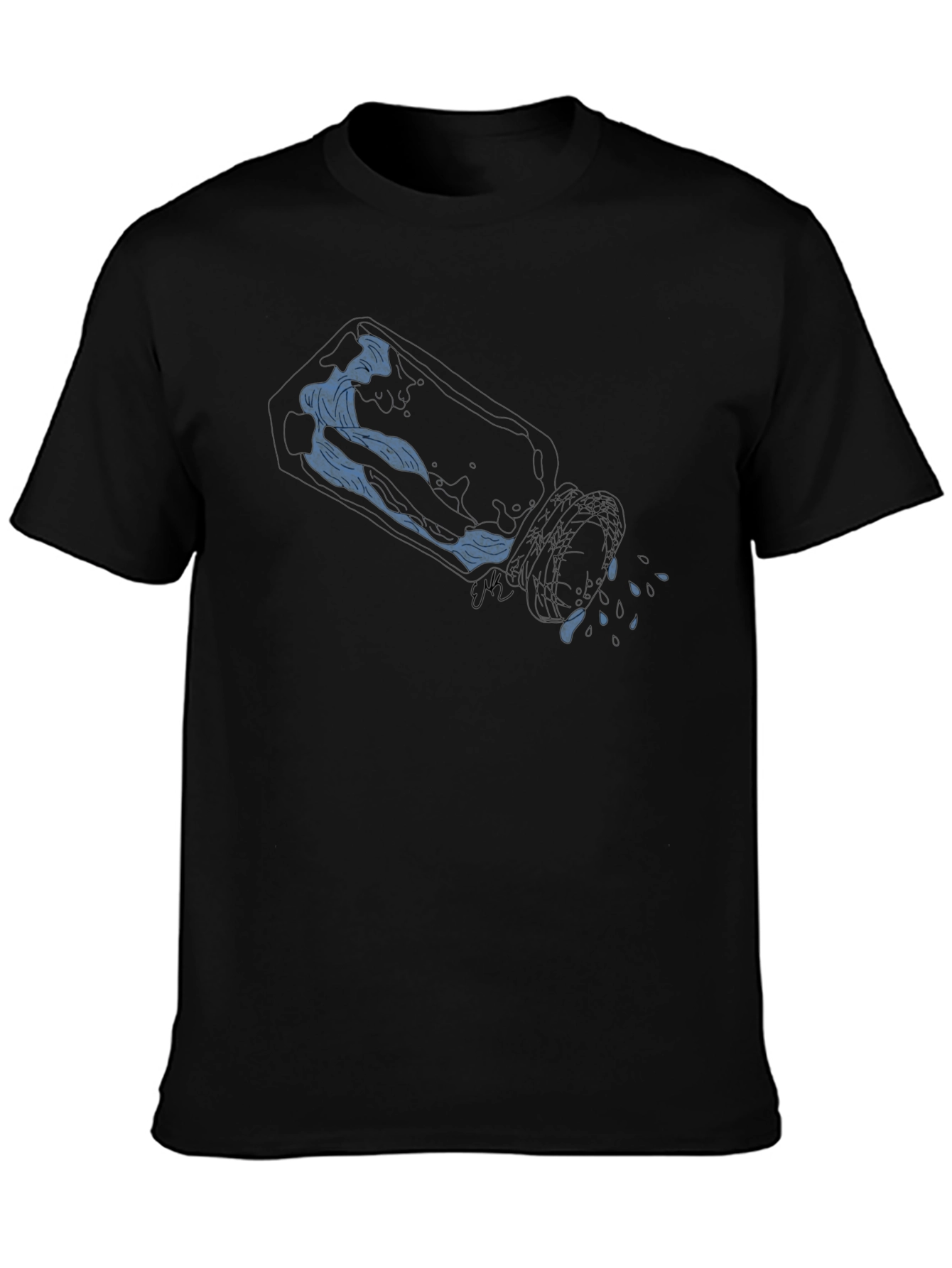 Blue Wave Graphic Black T-Shirt