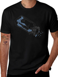 Blue Wave Graphic Black T-Shirt