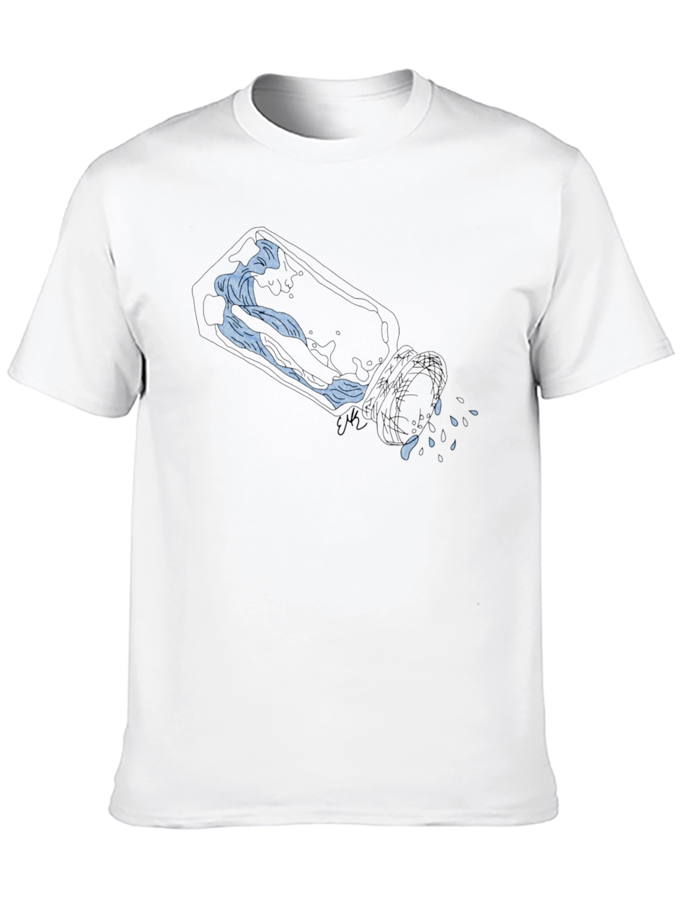 Blue Wave Graphic Black T-Shirt