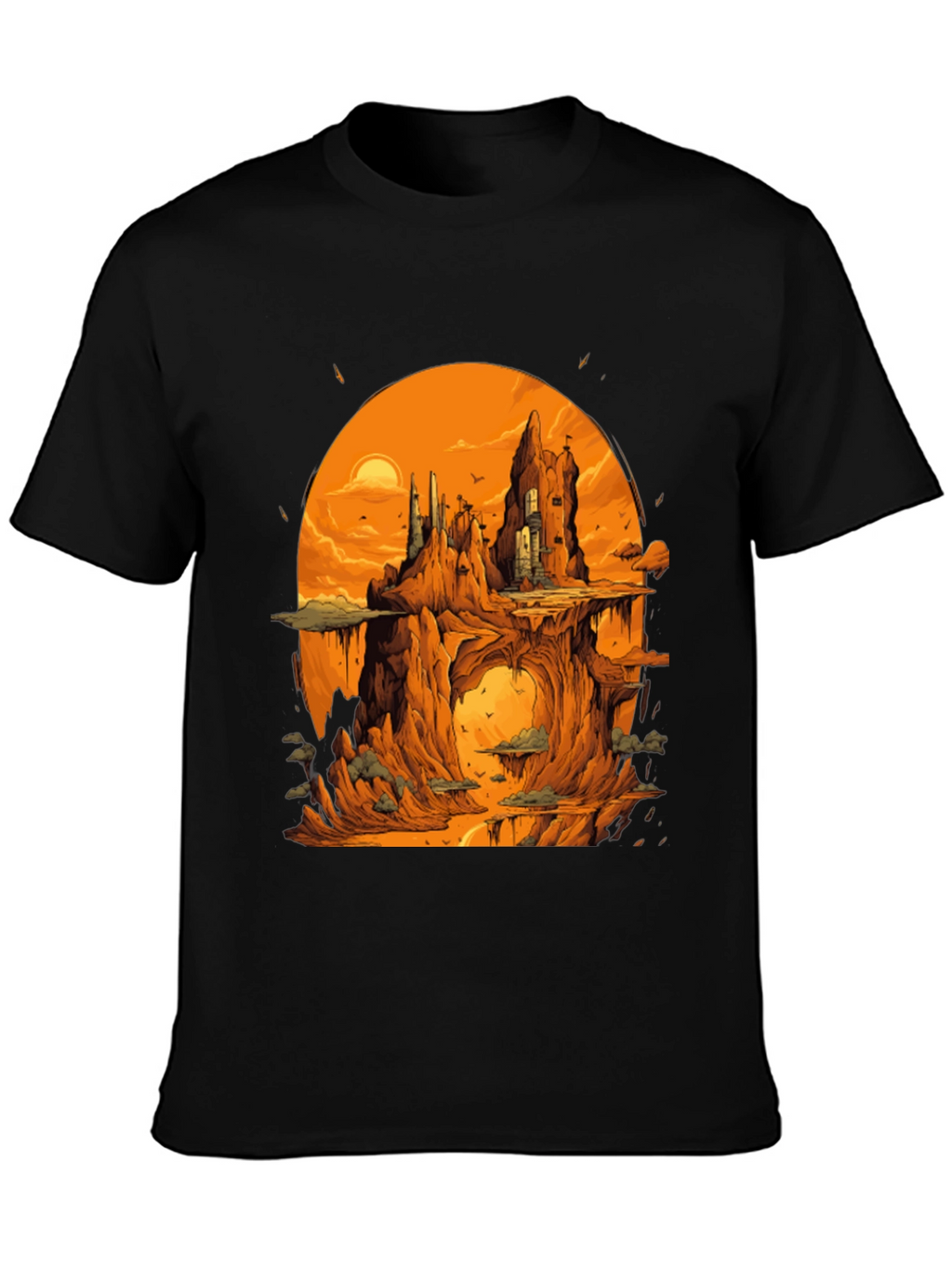 Fantasy Landscape Black Graphic Tee