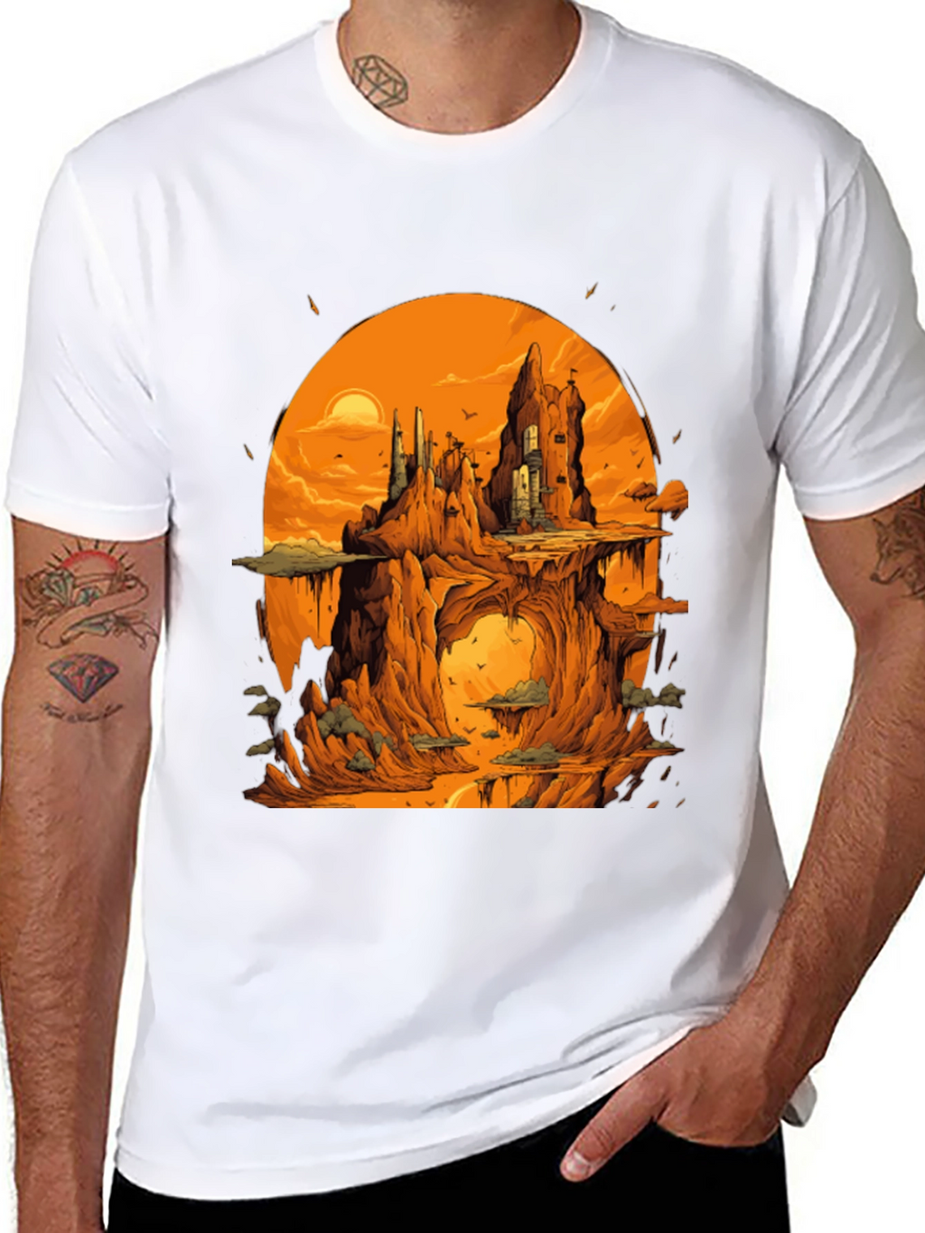 Fantasy Landscape Black Graphic Tee