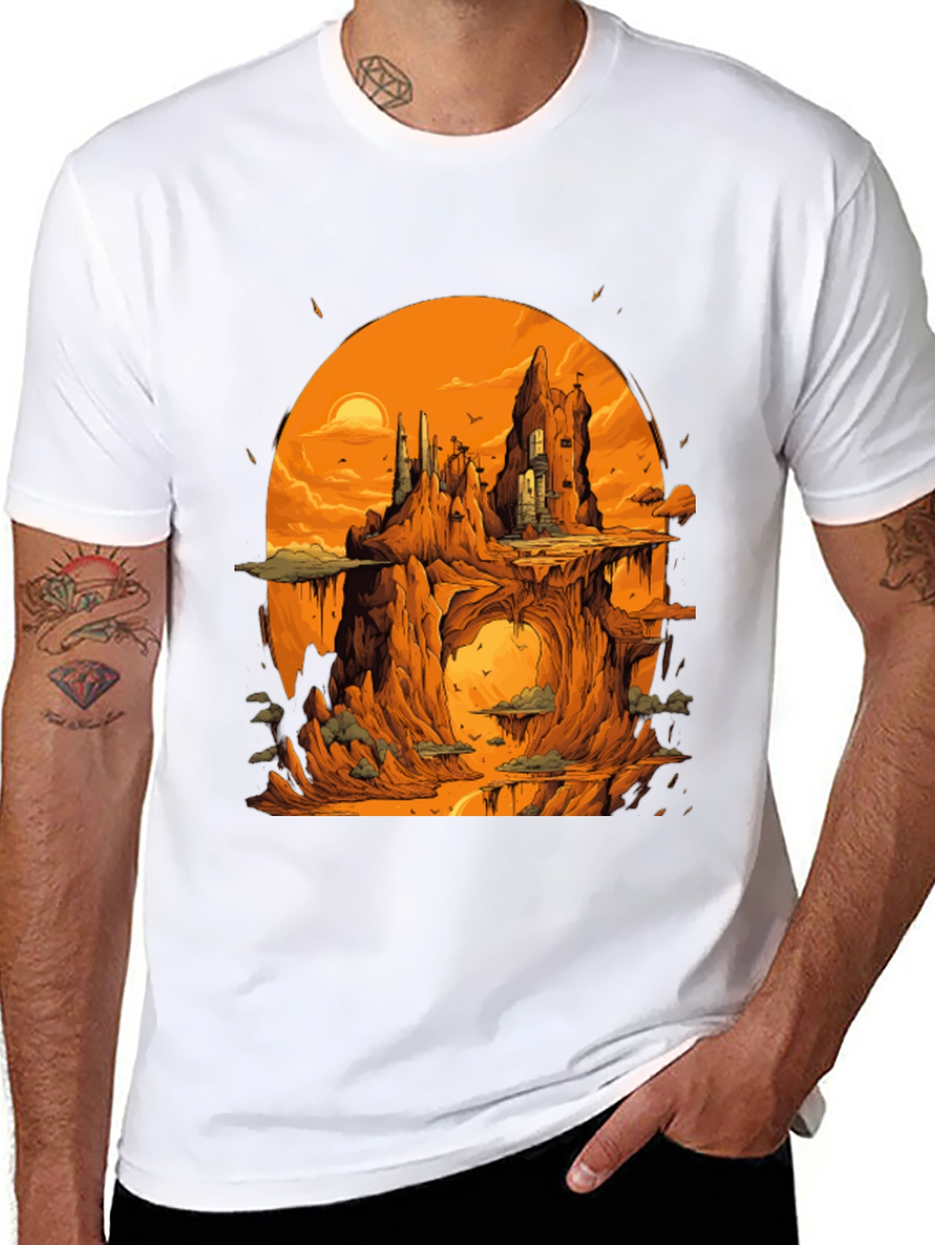 Fantasy Landscape Black Graphic Tee