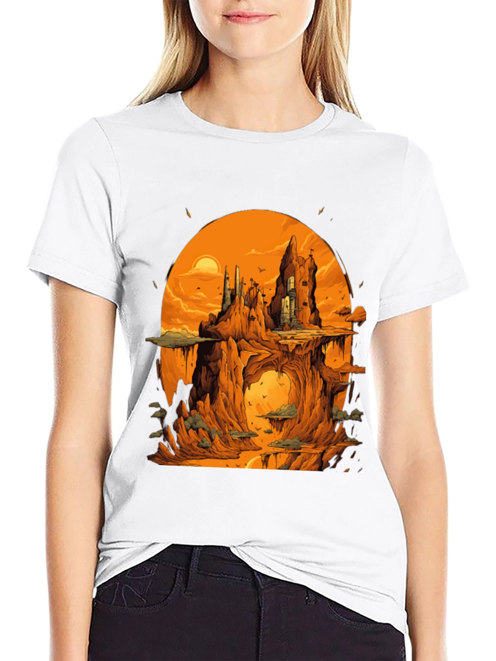Fantasy Landscape Black Graphic Tee