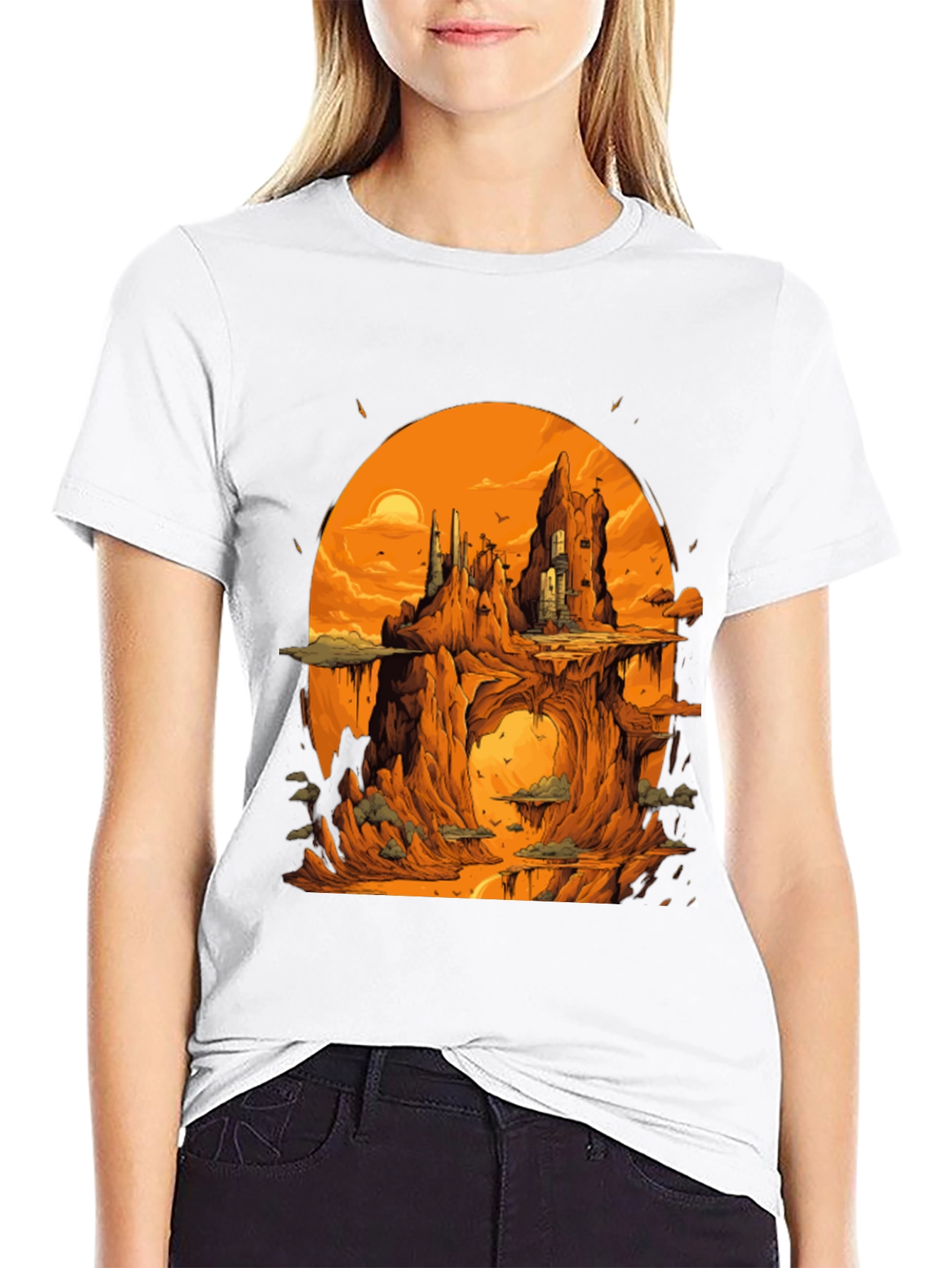 Fantasy Landscape Black Graphic Tee