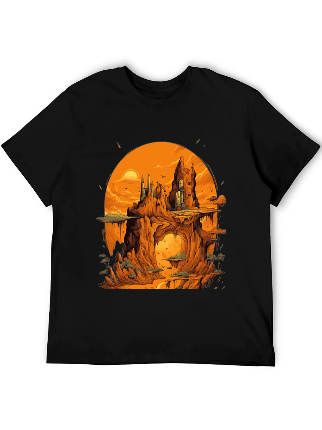 Fantasy Landscape Black Graphic Tee