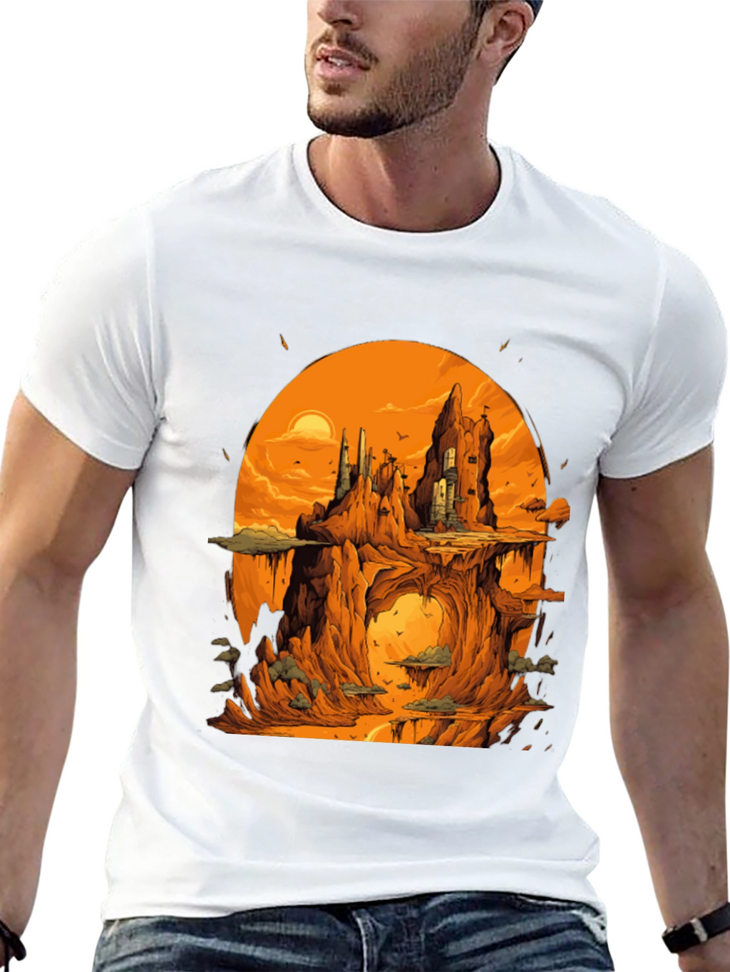 Fantasy Landscape Black Graphic Tee