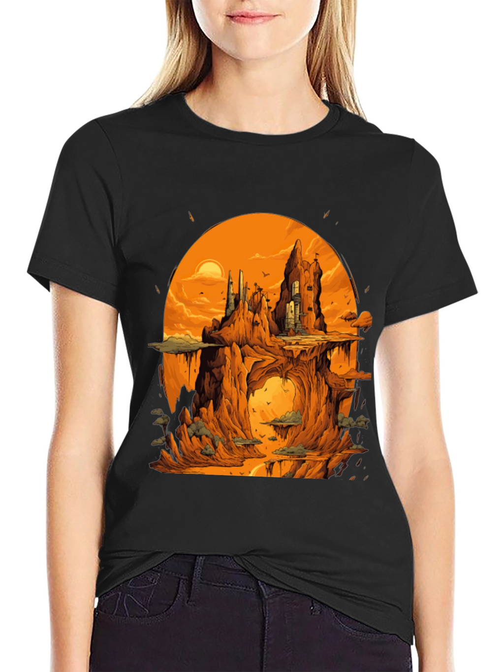 Fantasy Landscape Black Graphic Tee