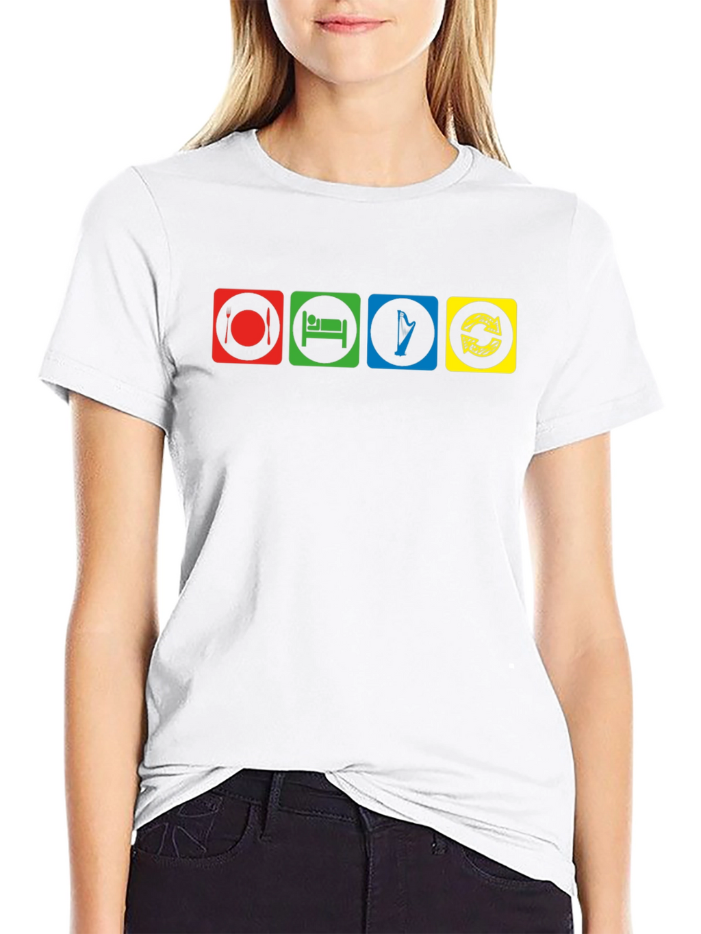 Eat Sleep Harp Repeat Black T-Shirt