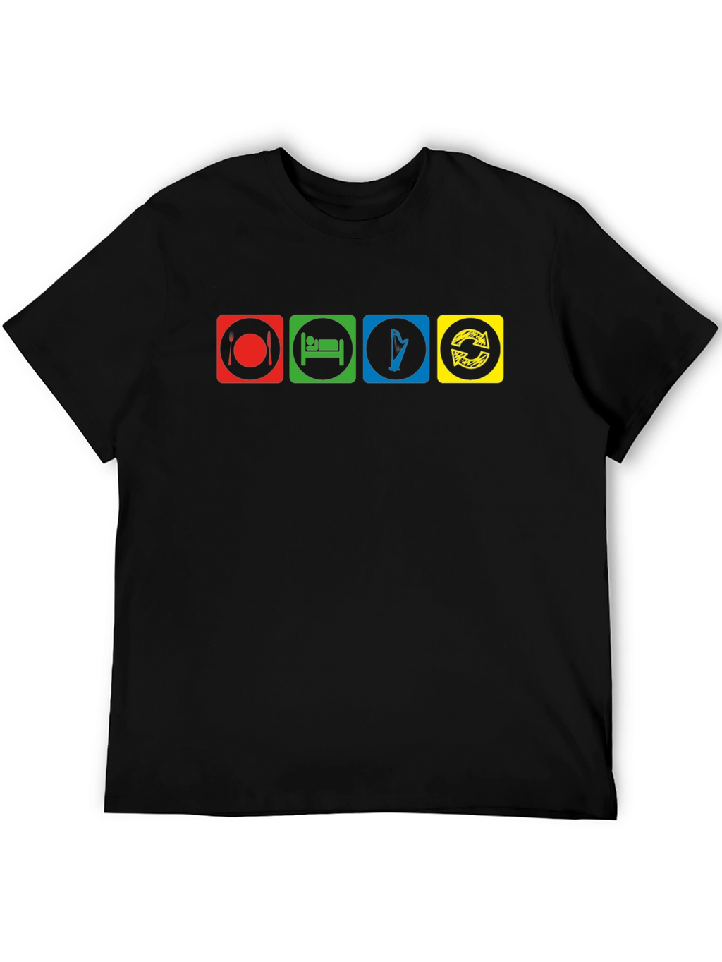 Eat Sleep Harp Repeat Black T-Shirt