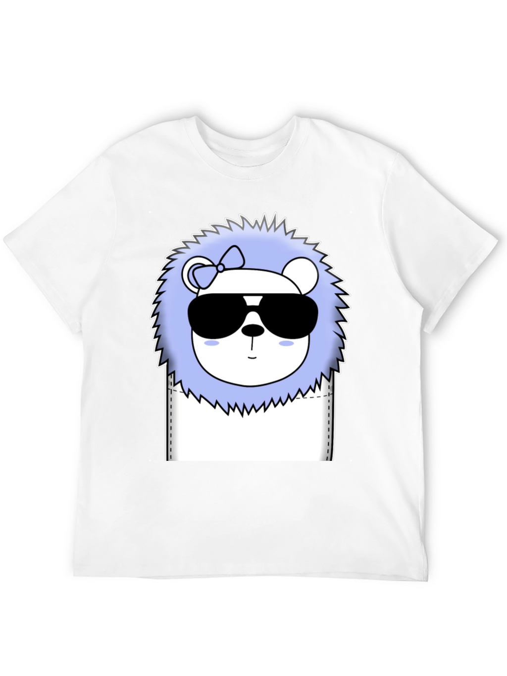 Cool Cartoon Lion Graphic Tee - Black Cotton T-Shirt