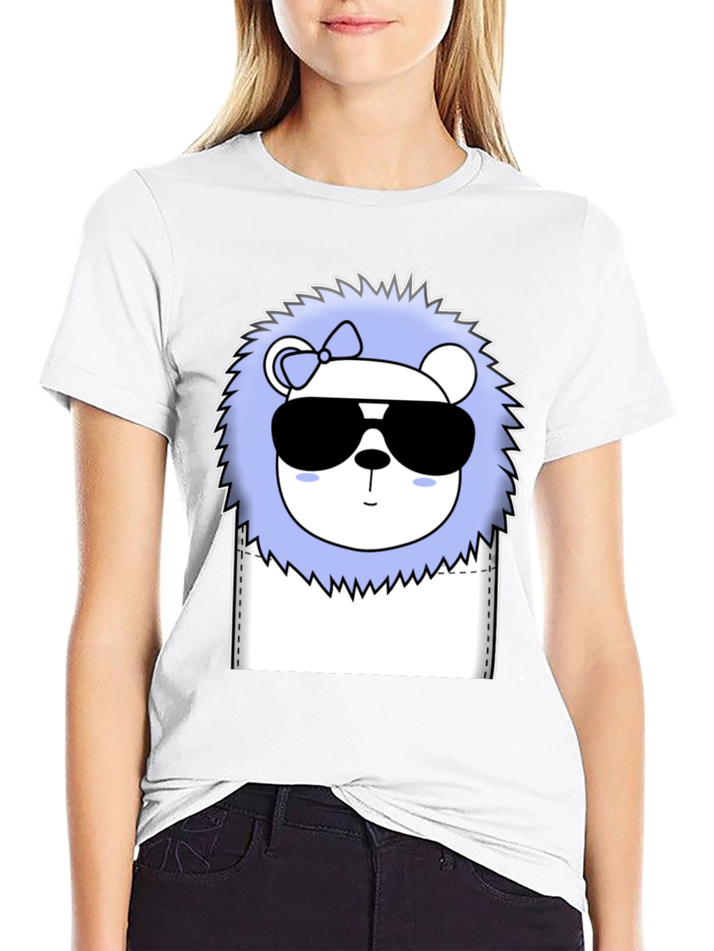 Cool Cartoon Lion Graphic Tee - Black Cotton T-Shirt