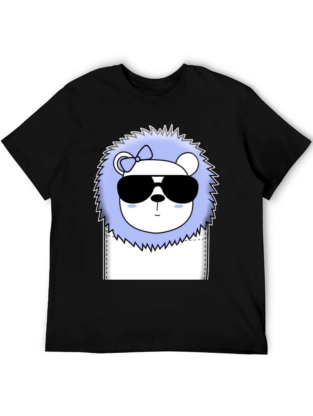 Cool Cartoon Lion Graphic Tee - Black Cotton T-Shirt