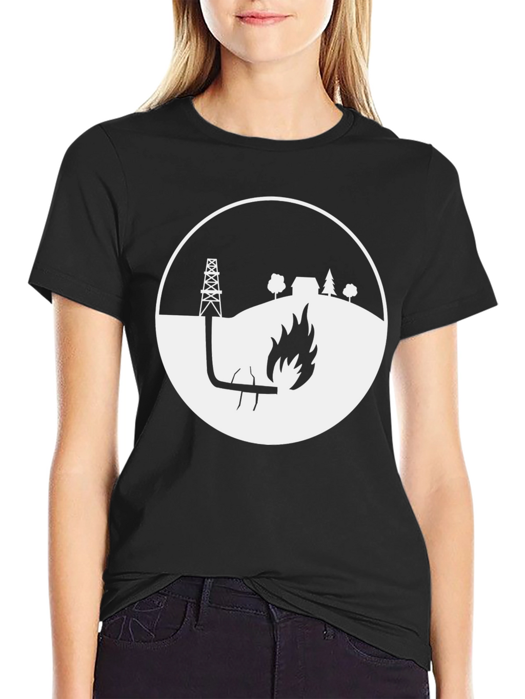 Oil Rig Flare Up Graphic Tee - Black