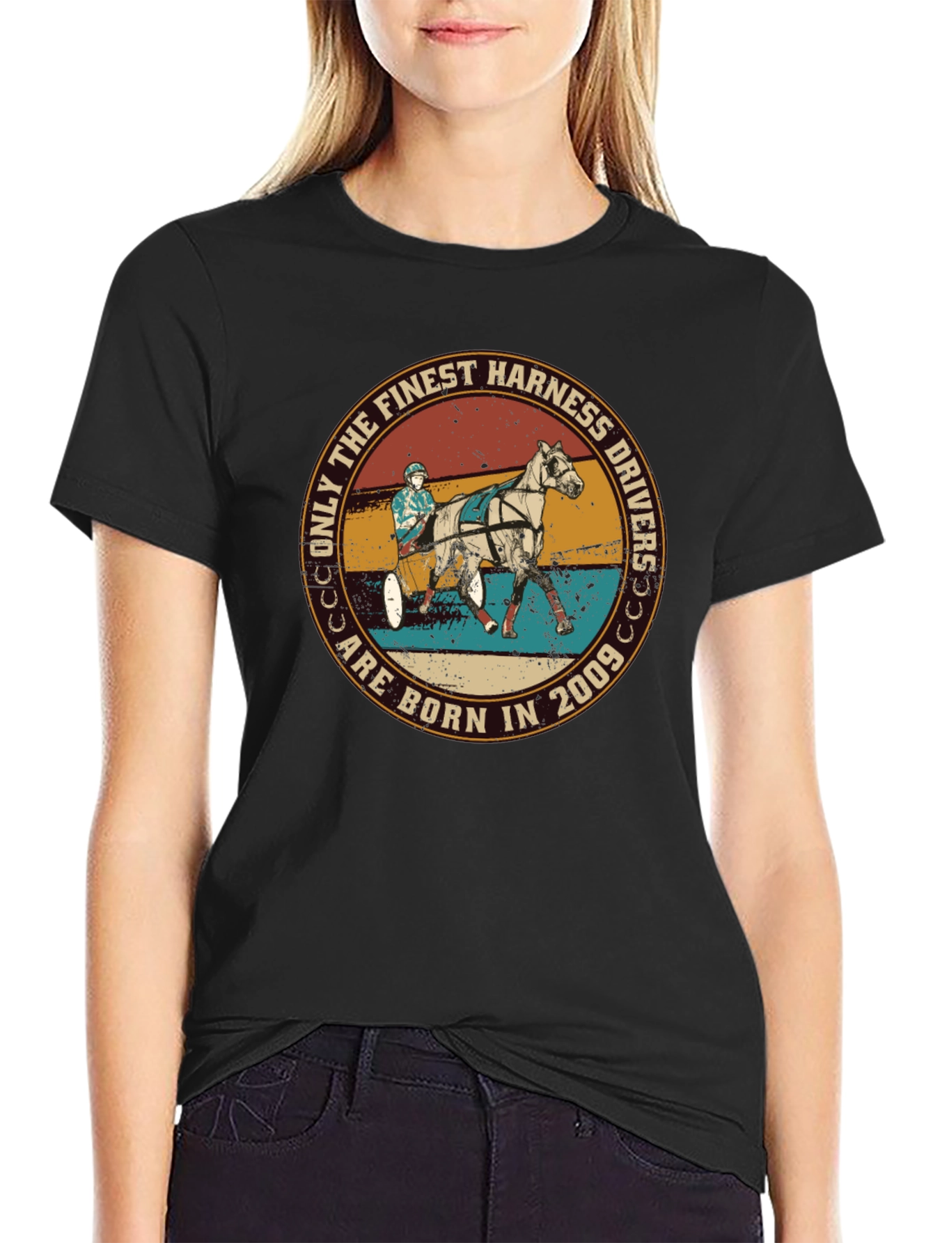 Finest Harness Drivers Born in 2009 Black T-Shirt