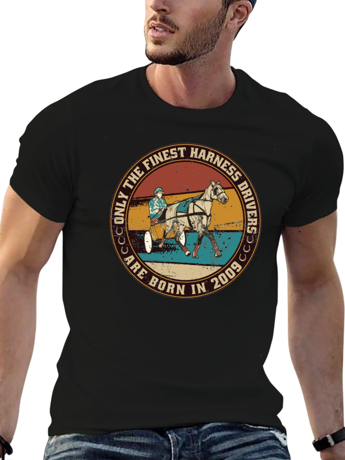 Finest Harness Drivers Born in 2009 Black T-Shirt