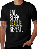 Eat Sleep League Repeat Black T-Shirt