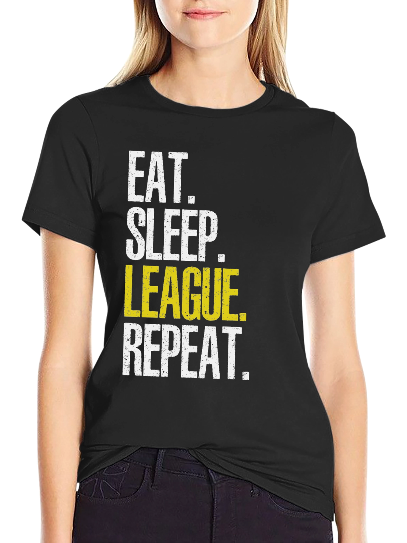 Eat Sleep League Repeat Black T-Shirt
