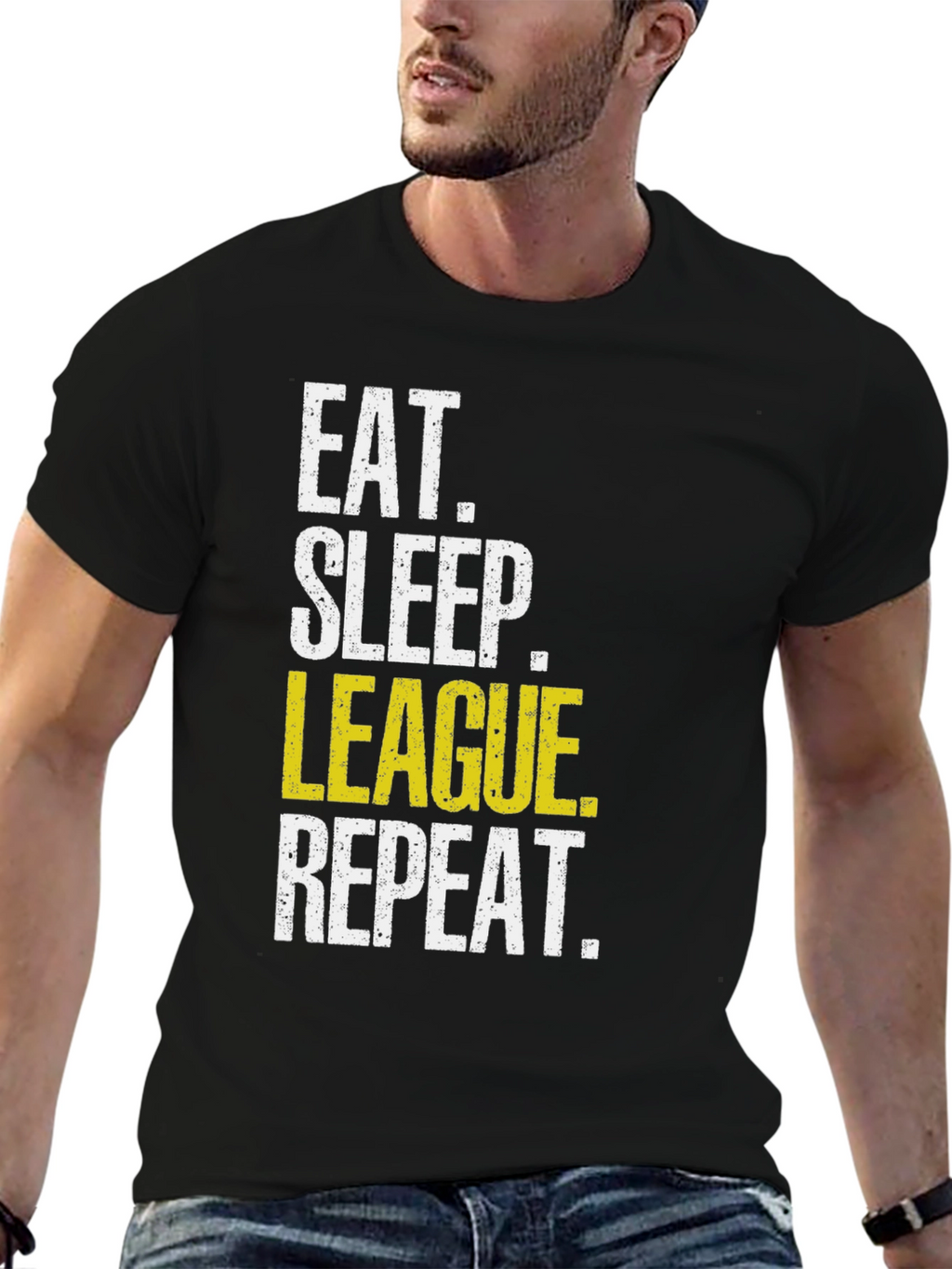 Eat Sleep League Repeat Black T-Shirt