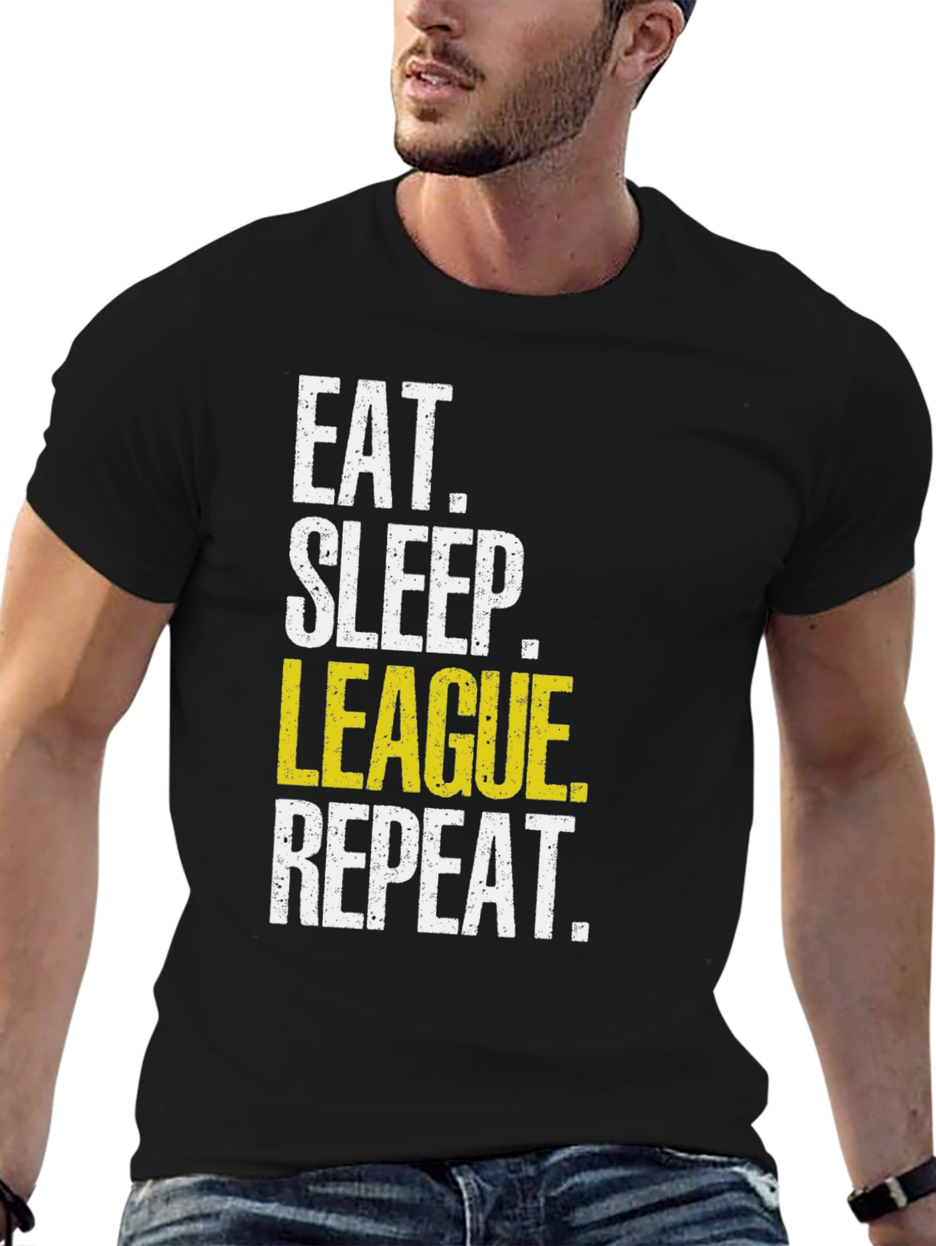 Eat Sleep League Repeat Black T-Shirt