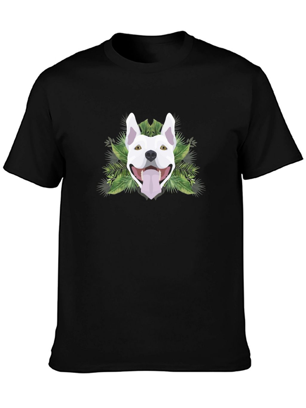 Pitbull Dog Head Graphic Tee - Cool Tropical Design