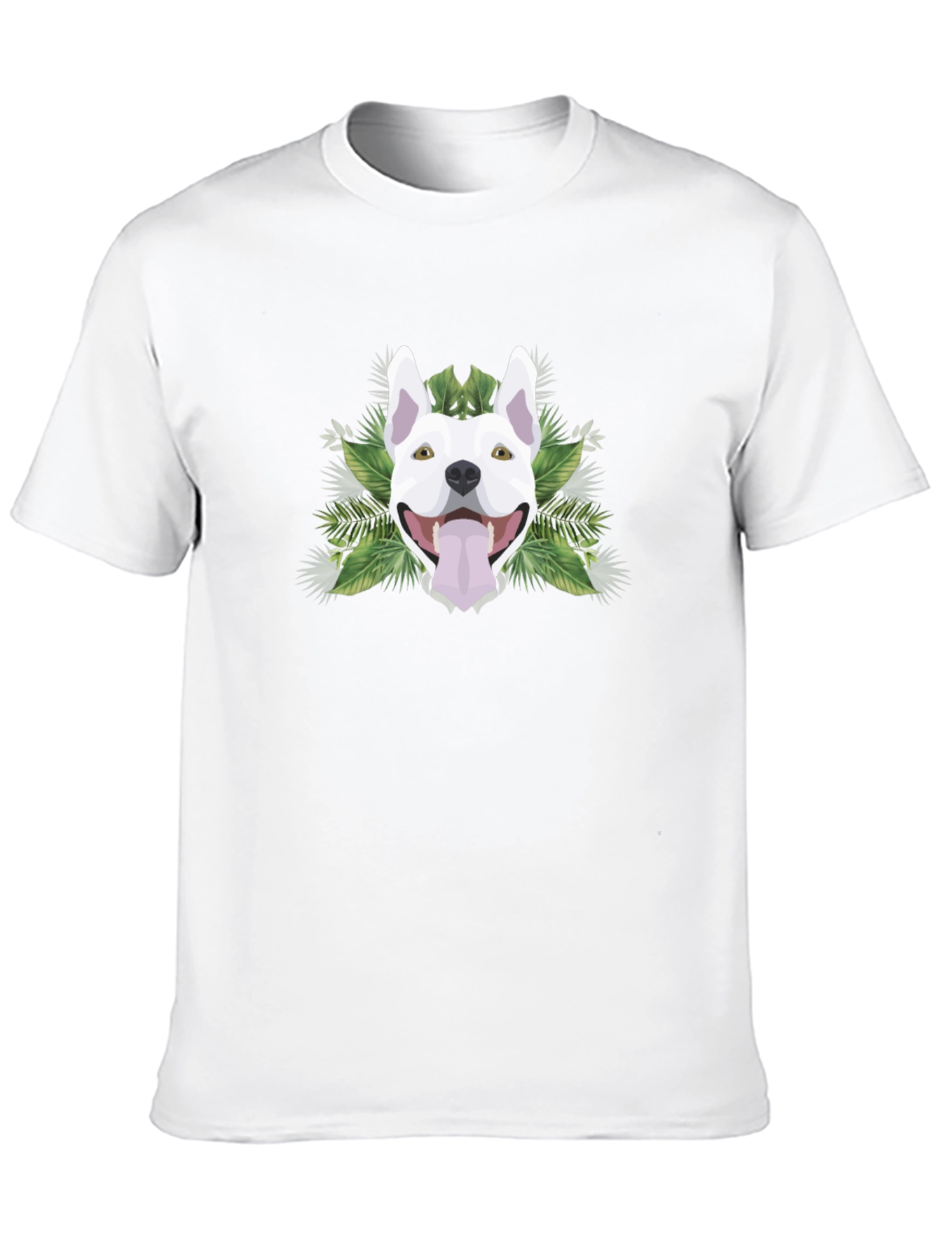 Pitbull Dog Head Graphic Tee - Cool Tropical Design