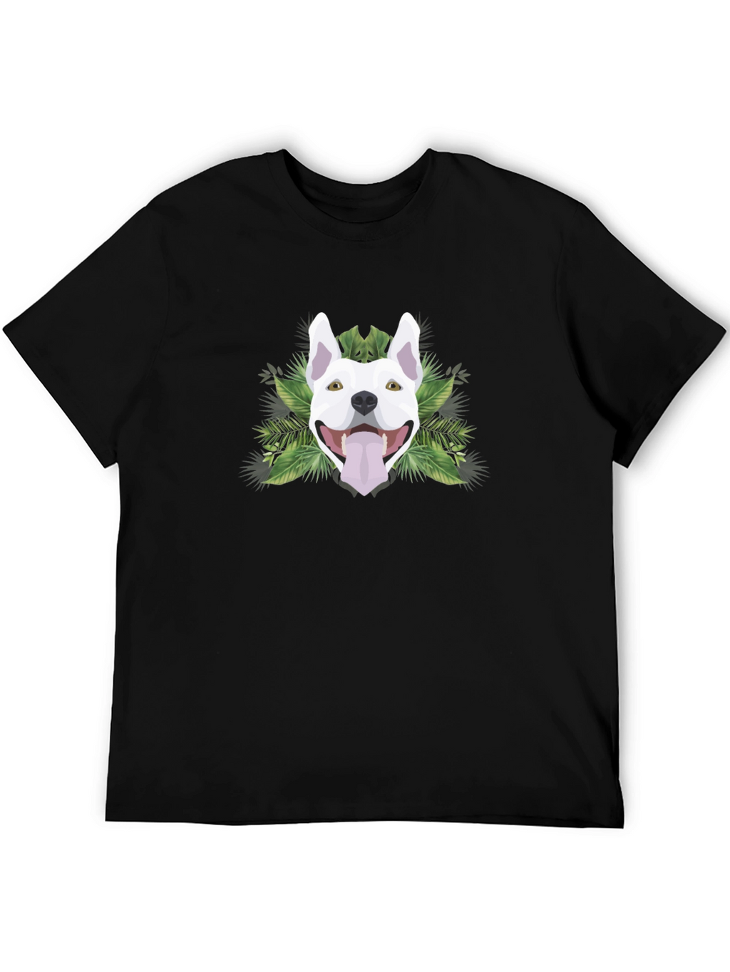 Pitbull Dog Head Graphic Tee - Cool Tropical Design