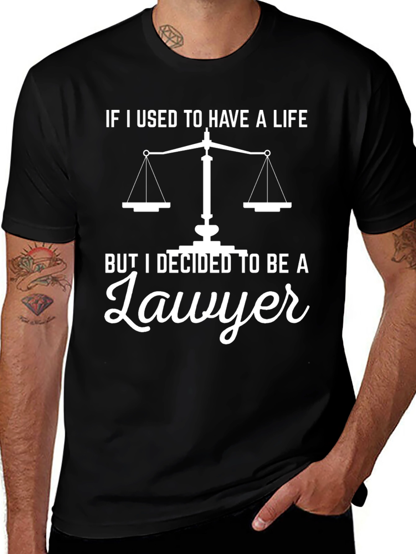 Funny Lawyer T-Shirt - Scales of Justice If I Used To Have A Life Tee