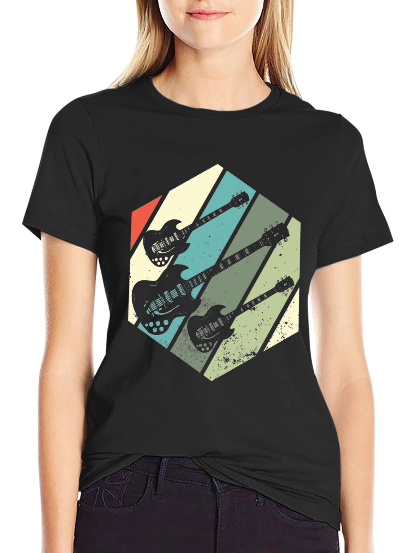 Retro Guitar Graphic T-Shirt - Vintage Rock Style