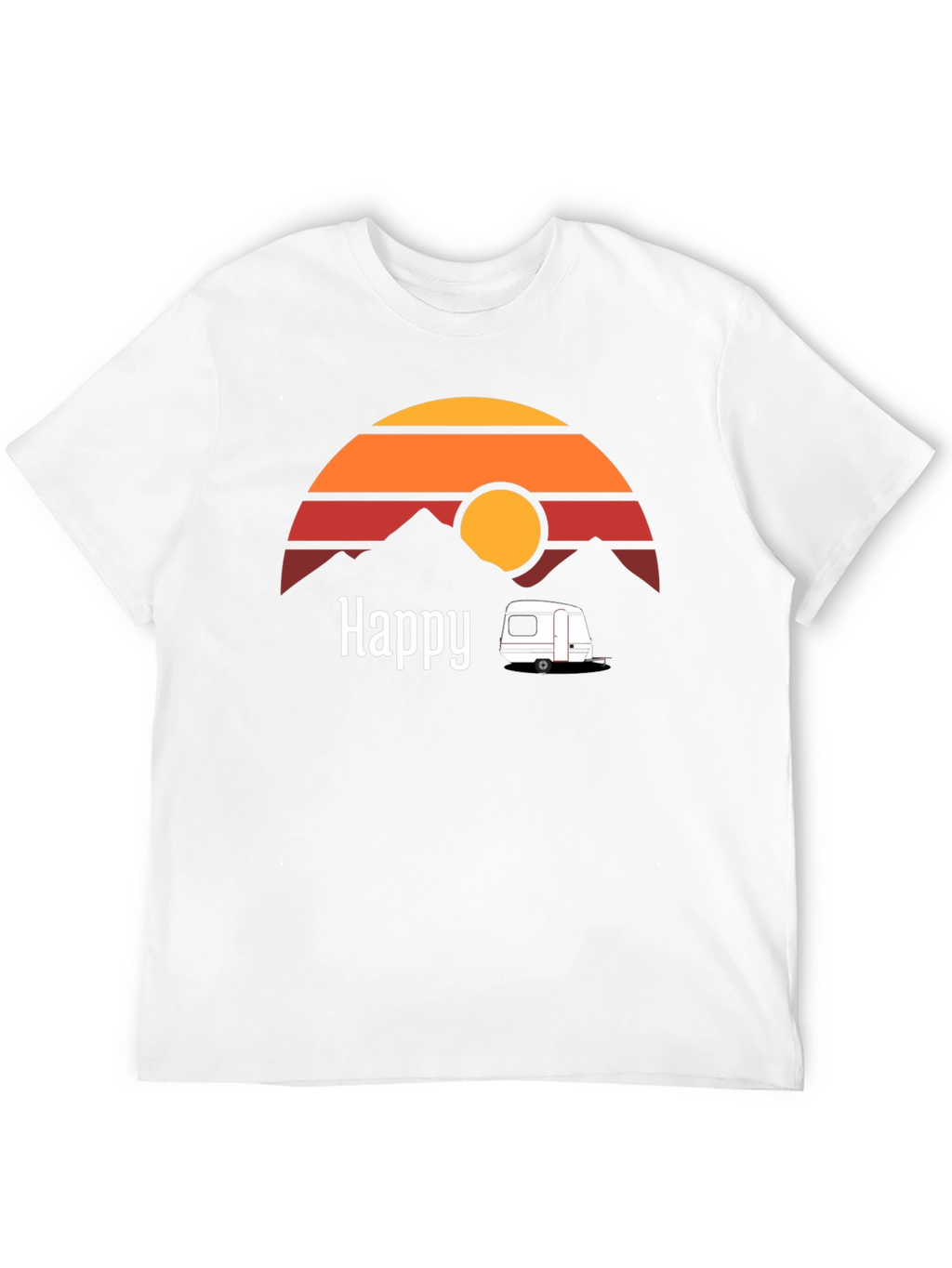 Happy Camper T-Shirt - Retro Sunset Graphic Tee
