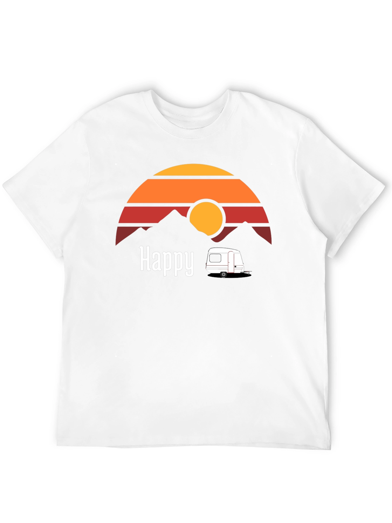 Happy Camper T-Shirt - Retro Sunset Graphic Tee