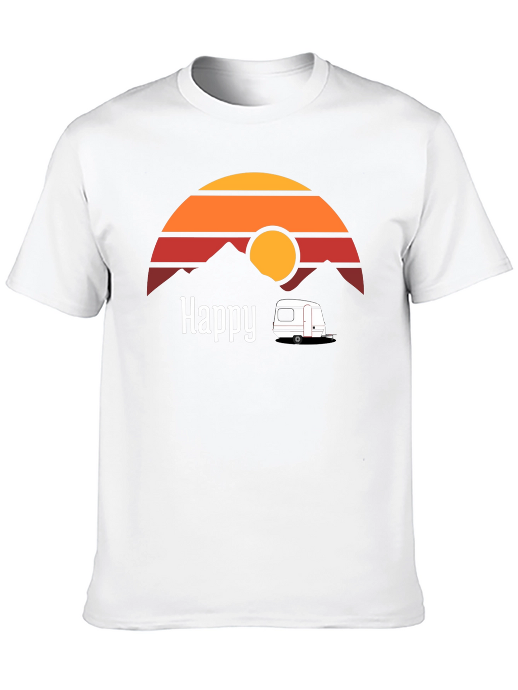 Happy Camper T-Shirt - Retro Sunset Graphic Tee