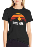 Happy Camper T-Shirt - Retro Sunset Graphic Tee