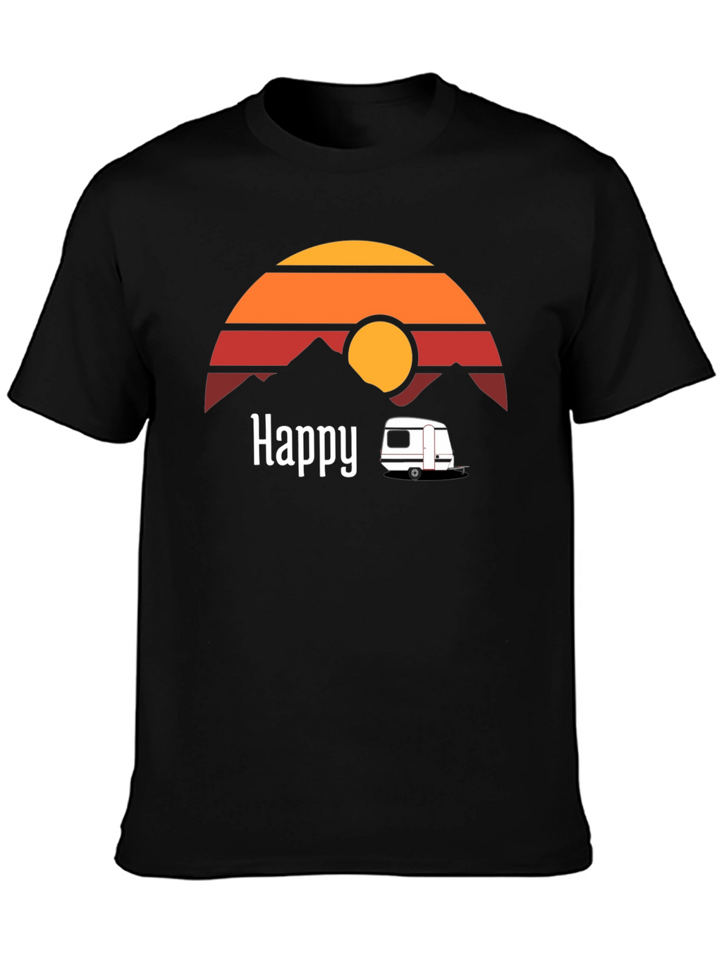 Happy Camper T-Shirt - Retro Sunset Graphic Tee