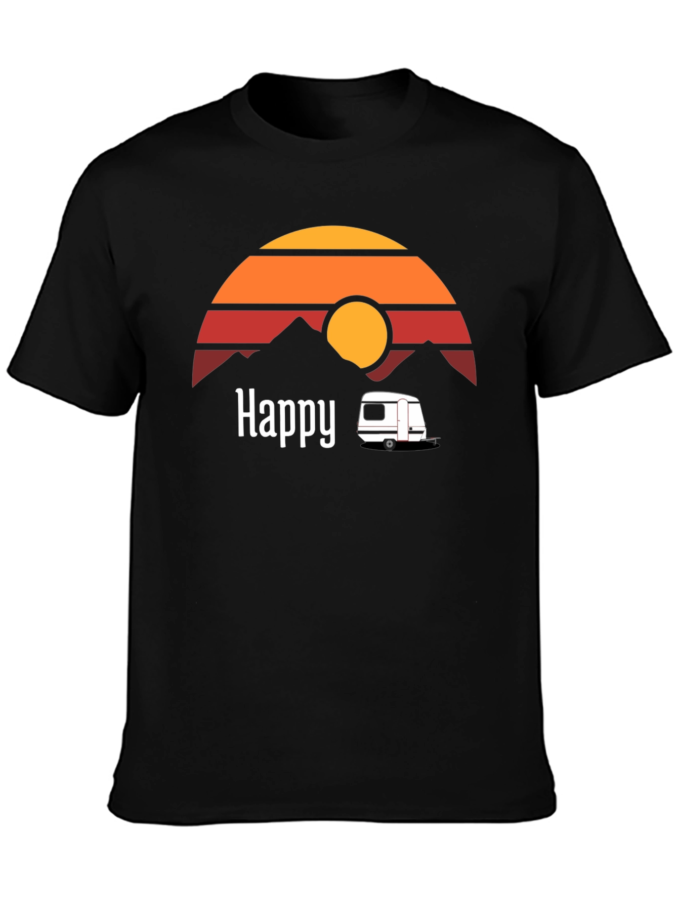 Happy Camper T-Shirt - Retro Sunset Graphic Tee