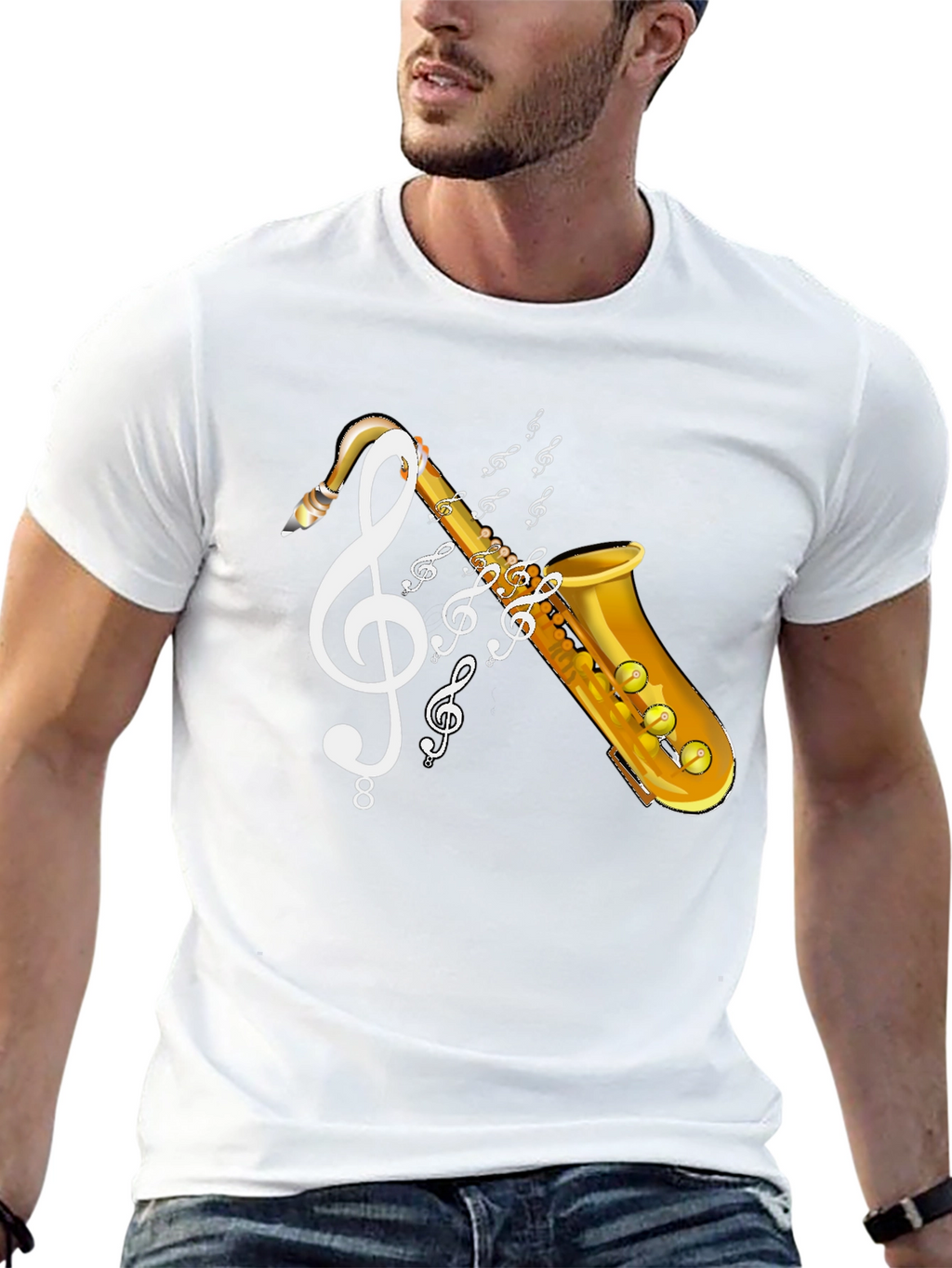 Saxophone Music T-Shirt - Musical Clef Design