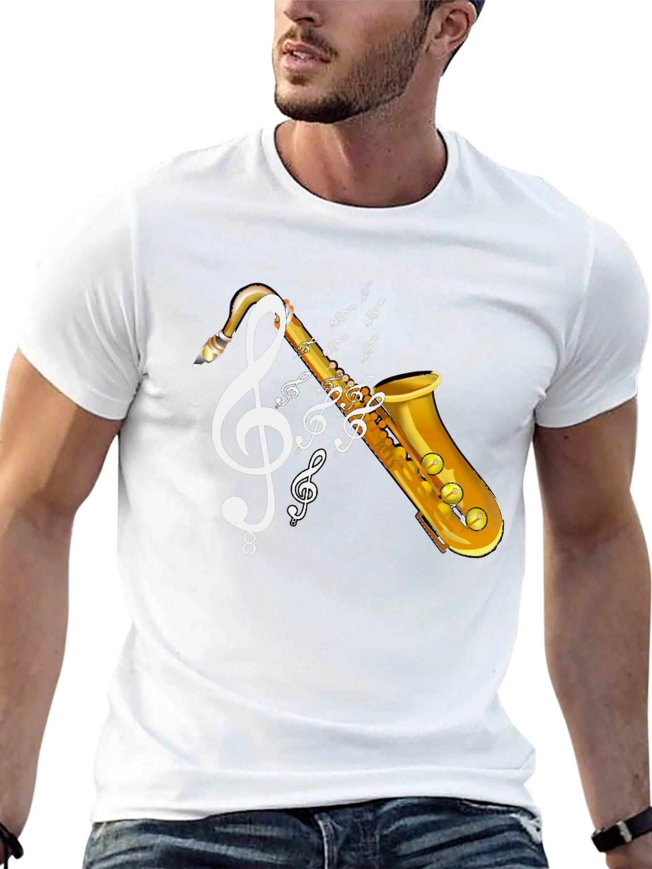 Saxophone Music T-Shirt - Musical Clef Design
