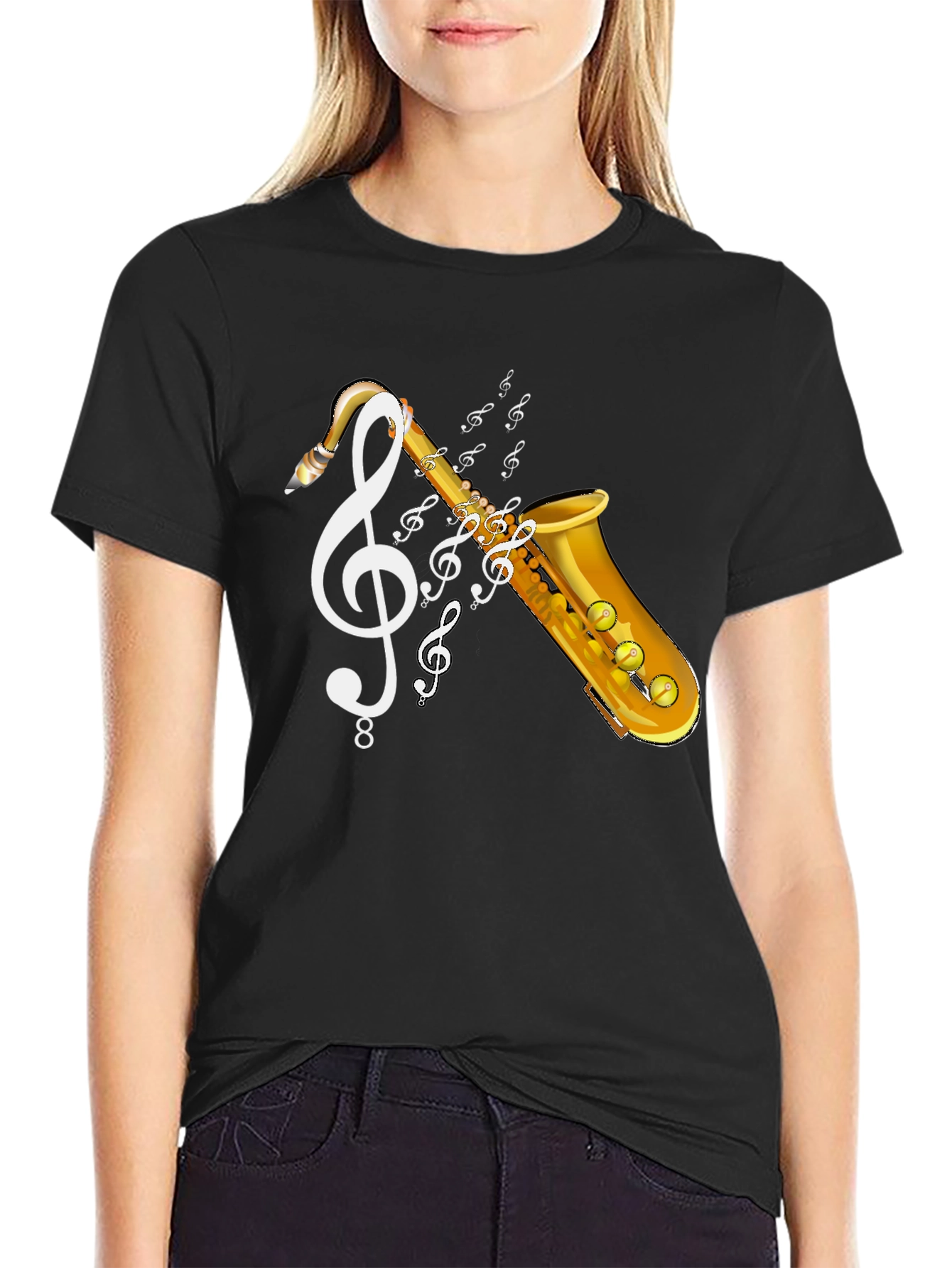 Saxophone Music T-Shirt - Musical Clef Design