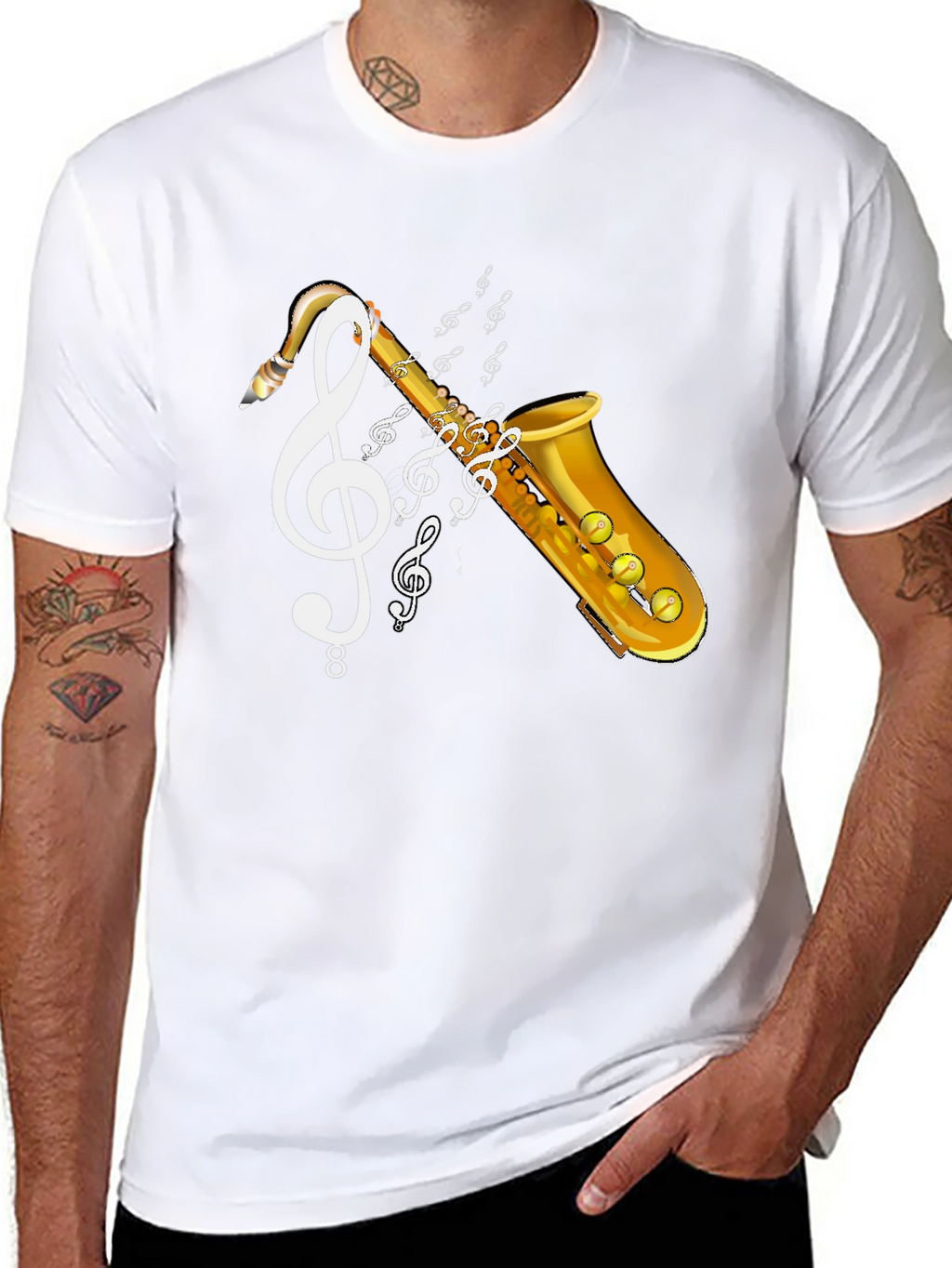 Saxophone Music T-Shirt - Musical Clef Design
