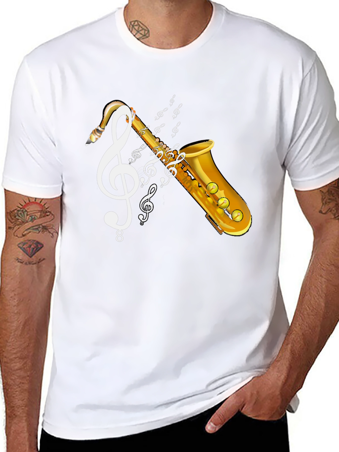 Saxophone Music T-Shirt - Musical Clef Design