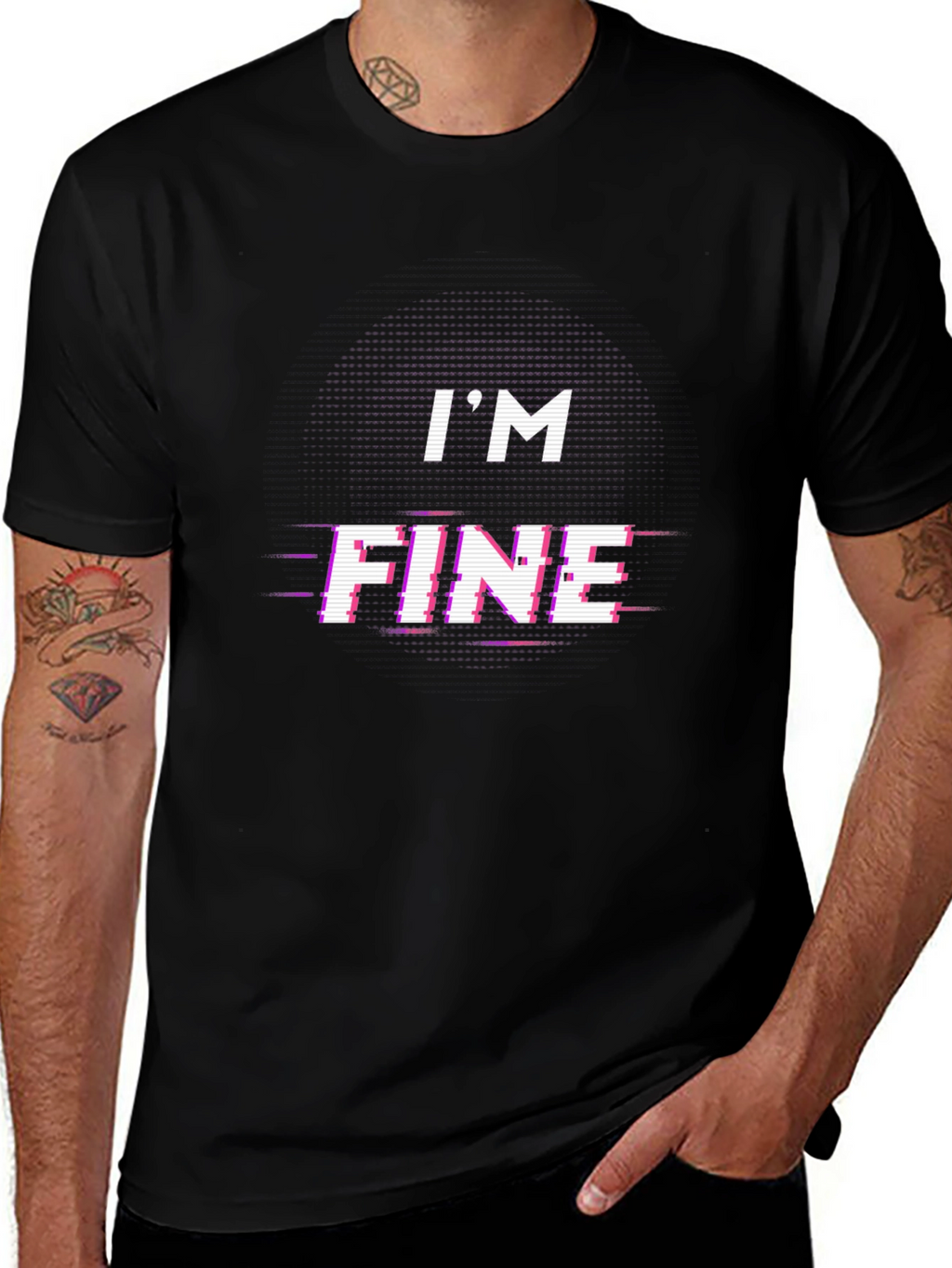 Im Fine Glitch Tee - Trendy Graphic T-Shirt