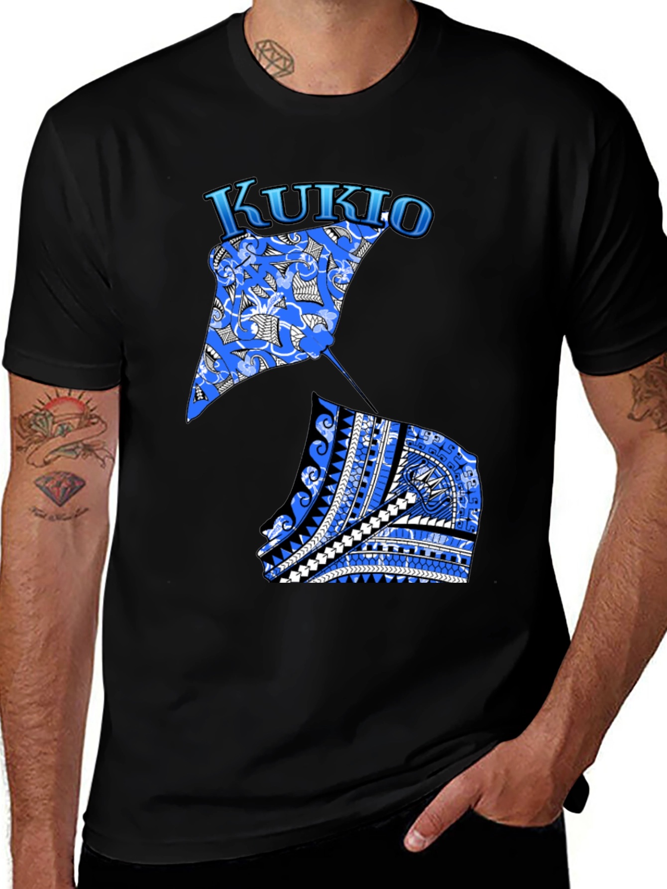 Kukio Stingray Graphic Tee - Black Casual T-Shirt