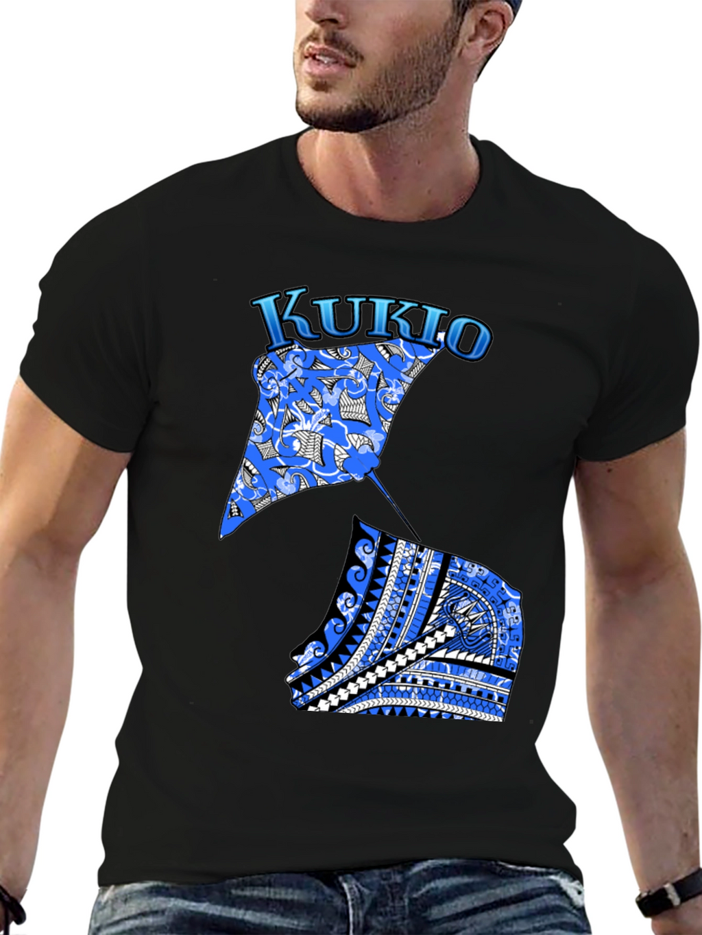 Kukio Stingray Graphic Tee - Black Casual T-Shirt