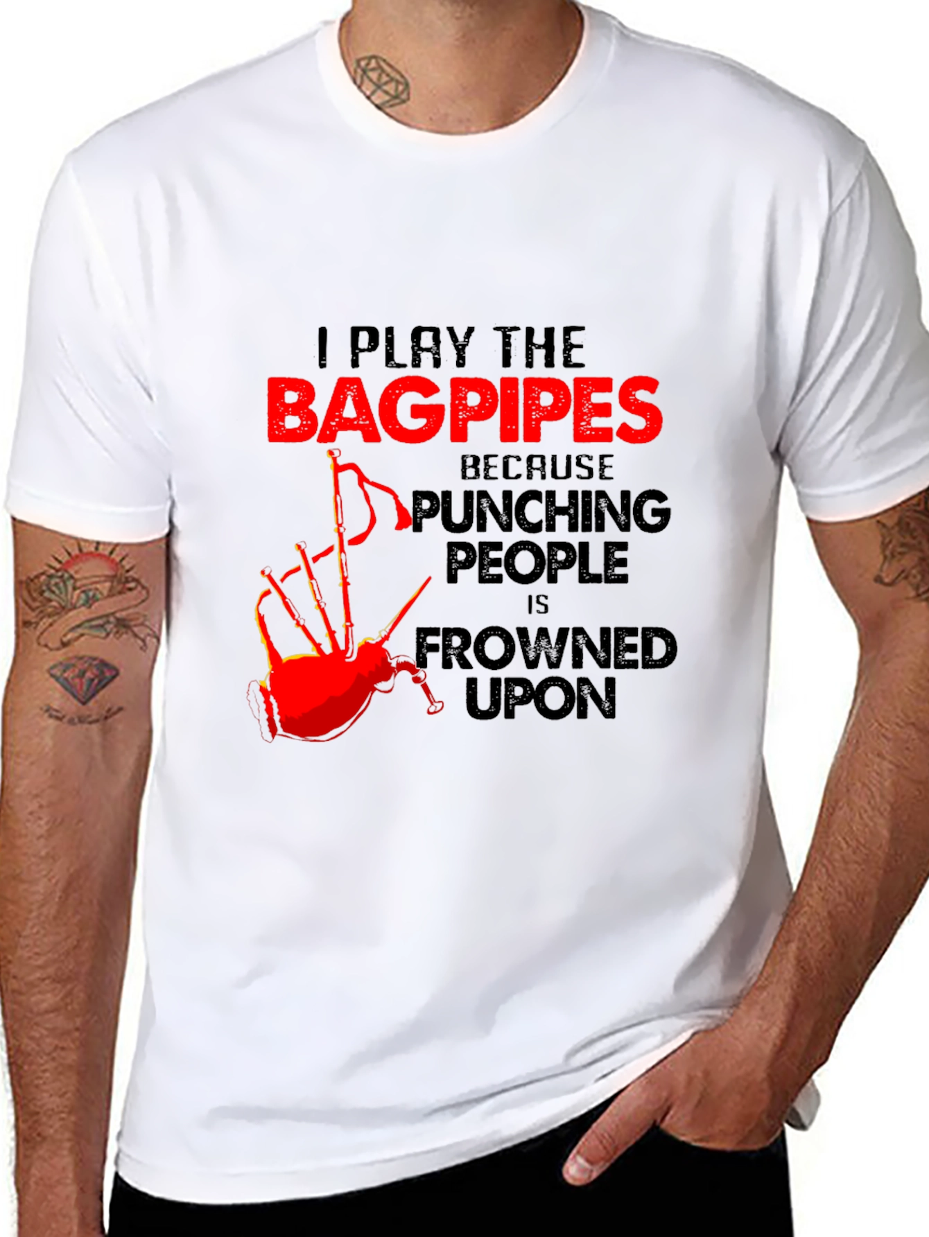 Bagpipes T-Shirt: I Play the Bagpipes - Funny Musician Tee