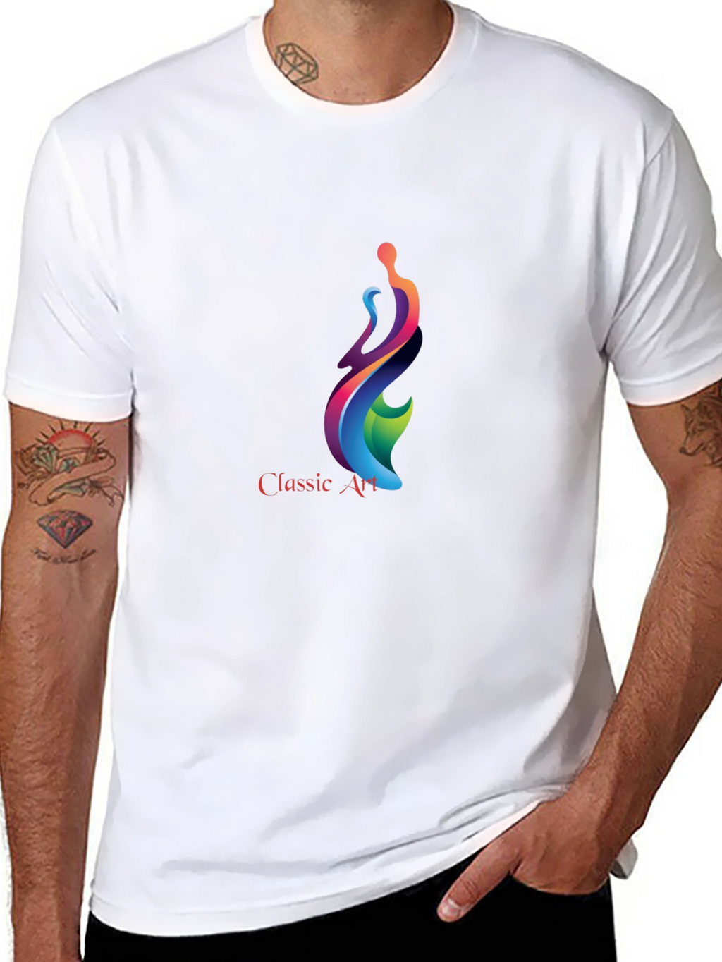 Classic Art Graphic Print Black T-Shirt
