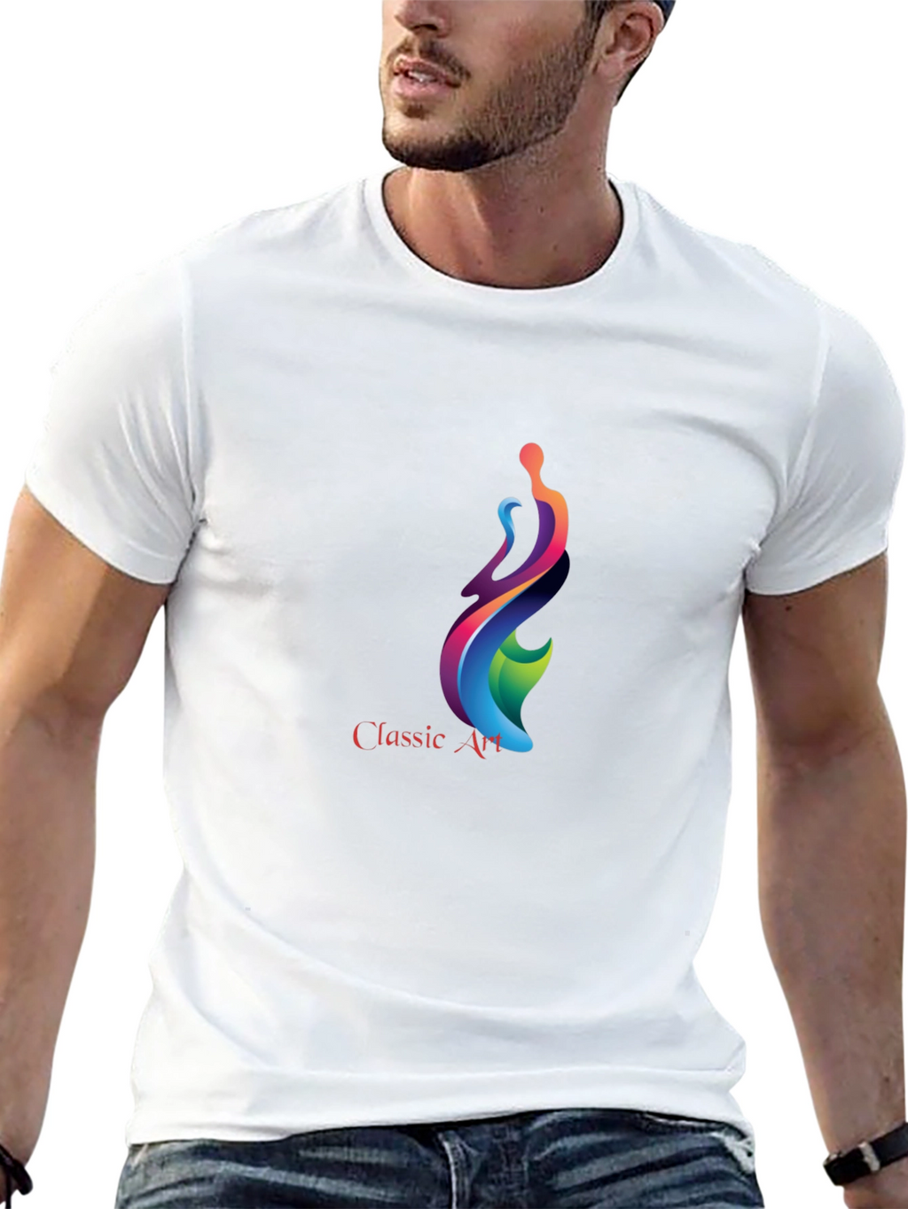 Classic Art Graphic Print Black T-Shirt
